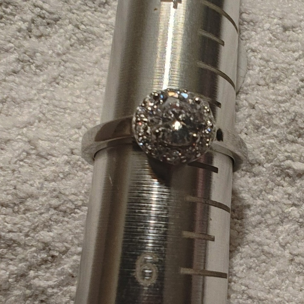 Halo Ring Silver Sterling 925 Round Cut Cubicles Zirconia Size 5